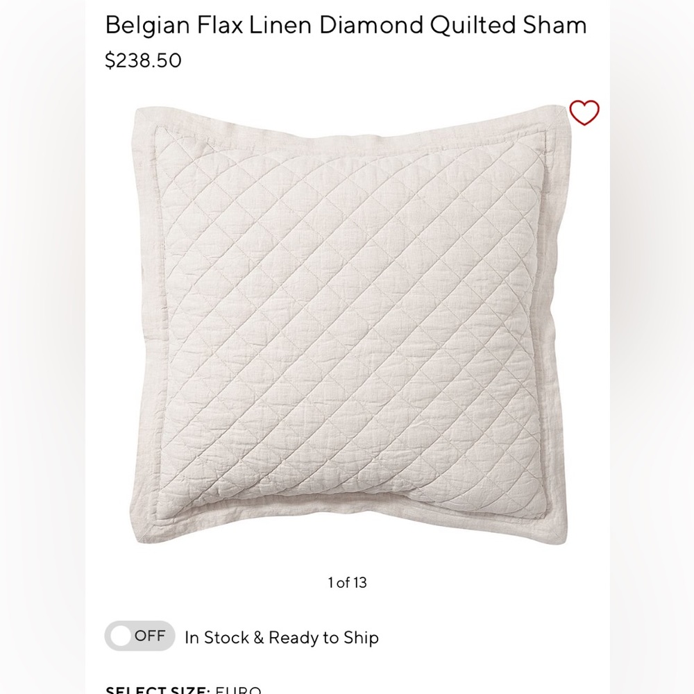 Pottery Barn Belgian Linen Shams Euro